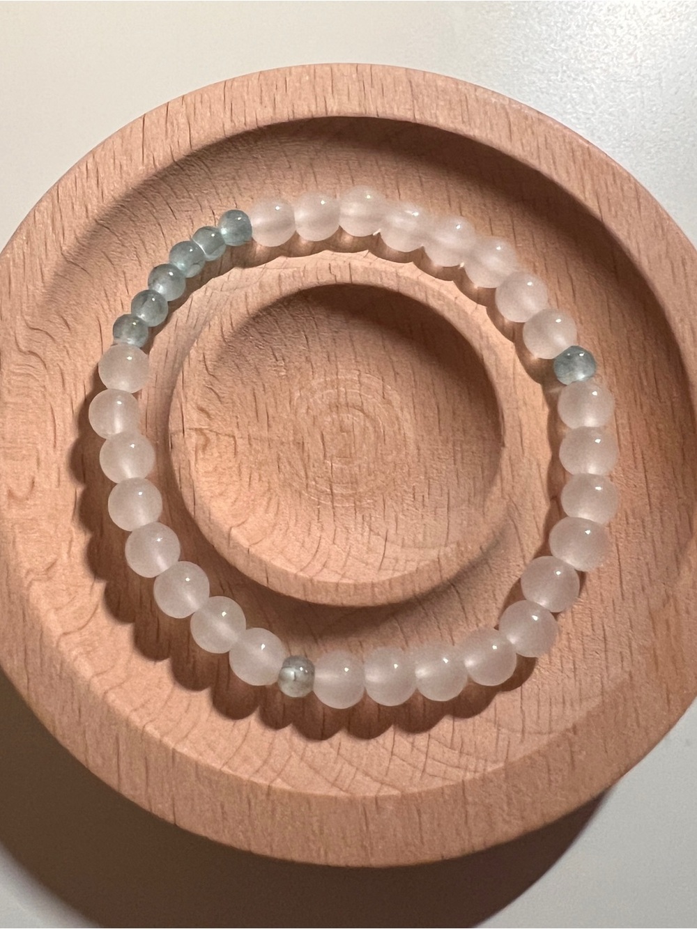 Rose Quartz and Aquamarine Beaded Stretch Bracelet - Women's Jewelry
